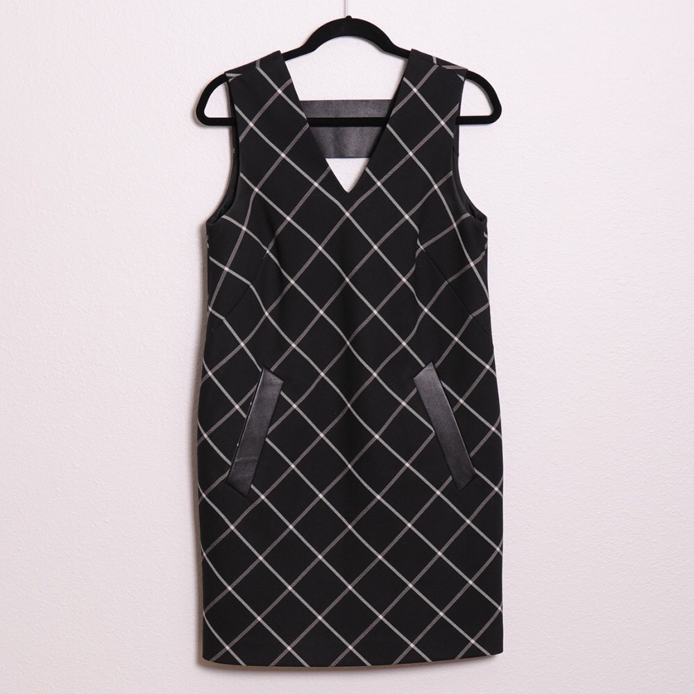 rag & bone Black and Gray Windowpane Mini Dress